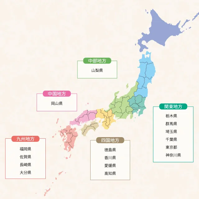 光触媒コーティング施工代理店、日本地図