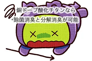 銅ドープ酸化チタンなら除菌消臭と分解消臭が可能