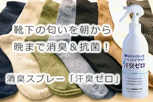 靴下の匂いを朝から晩まで消臭＆抗菌！消臭スプレー「汗臭ゼロ」