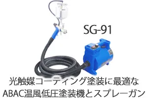 光触媒コーティング塗装に最適なABAC温風低圧塗装機とスプレーガンSG-91